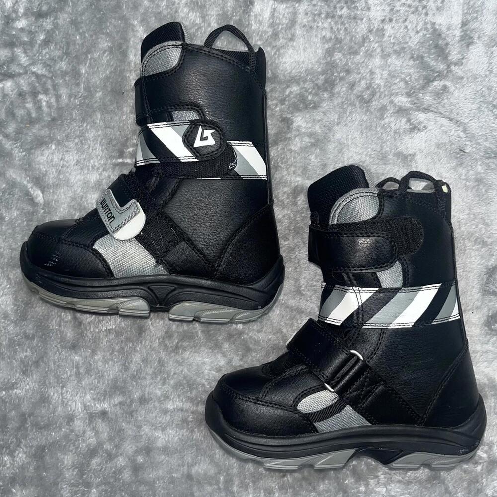Burton Snowboard Boots Kids Mini Grom 13C Youth Black White Gray Soft Flex Warm